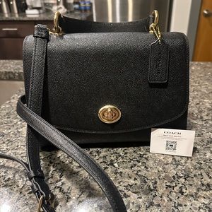 Coach Leather Top Handle Turn Lock Satchel Crossbody